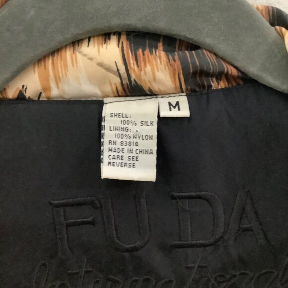Vtg FUDA International Leopard Cheetah Print Silk Bomber Jacket Women Medium - Picture 4 of 8